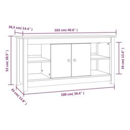Berkfield Home TV Cabinet Grey 103x36, 5x52 cm Solid Wood Pine - thumbnail 9