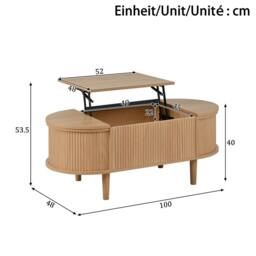 Matteo Adjustable Coffee Table with Storage, Multifunctional Storage Table in Natural - thumbnail 8