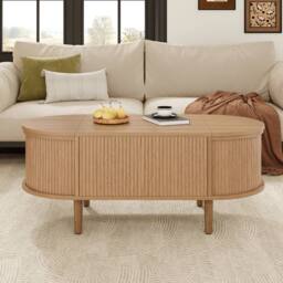Matteo Adjustable Coffee Table with Storage, Multifunctional Storage Table in Natural - thumbnail 3