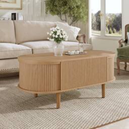 Matteo Adjustable Coffee Table with Storage, Multifunctional Storage Table in Natural - thumbnail 4