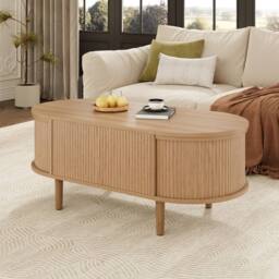 Matteo Adjustable Coffee Table with Storage, Multifunctional Storage Table in Natural - thumbnail 2