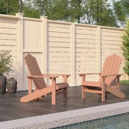 Berkfield Home Garden Adirondack Chairs 2 pcs HDPE Brown - thumbnail 1