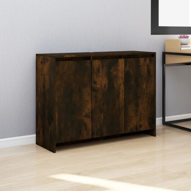 Berkfield Home Sideboard Smoked Oak 102x33x75 cm Engineered Wood in Brown - Size: 102 x 33 x 75 cm - image 1