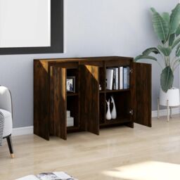 Berkfield Home Sideboard Smoked Oak 102x33x75 cm Engineered Wood in Brown - Size: 102 x 33 x 75 cm - thumbnail 3