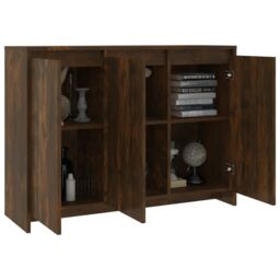 Berkfield Home Sideboard Smoked Oak 102x33x75 cm Engineered Wood in Brown - Size: 102 x 33 x 75 cm - thumbnail 4