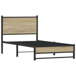Berkfield Home Metal Bed Frame without Mattress Sonoma Oak 75x190 cm Small Single in Brown - thumbnail 3