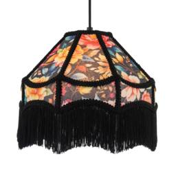 Happy Homewares Black Victorian Empire Lamp Shade with Chic Multi Colour Floral Design - Size: 12 inches - thumbnail 2