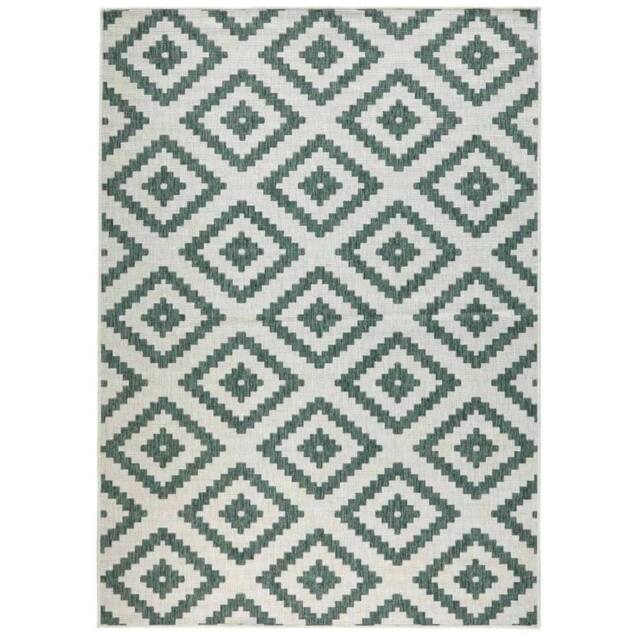 THE RUGS Malta Reversible Indoor Outdoor Rug Flatweave Polypropylene in Green - Size: 80 cm x 350 cm - image 1