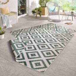 THE RUGS Malta Reversible Indoor Outdoor Rug Flatweave Polypropylene in Green - Size: 80 cm x 350 cm - thumbnail 3