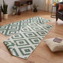 THE RUGS Malta Reversible Indoor Outdoor Rug Flatweave Polypropylene in Green - Size: 80 cm x 350 cm - thumbnail 8
