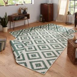 THE RUGS Malta Reversible Indoor Outdoor Rug Flatweave Polypropylene in Green - Size: 80 cm x 350 cm - thumbnail 4