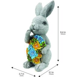 ILFD Group Ltd Solar Bunny Garden Ornament in Grey - Size: 2 Pack - thumbnail 2