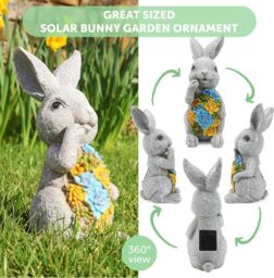 ILFD Group Ltd Solar Bunny Garden Ornament in Grey - Size: 2 Pack - thumbnail 5