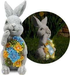 ILFD Group Ltd Solar Bunny Garden Ornament in Grey - Size: 2 Pack - thumbnail 3