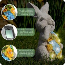 ILFD Group Ltd Solar Bunny Garden Ornament in Grey - Size: 2 Pack - thumbnail 4