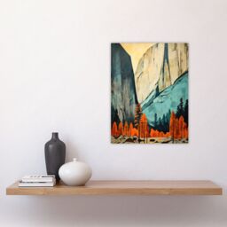 Artery8 Banff National Park Oil Painting Canadian Rockies Mountain Range In Autumn Unframed Wall Art Print Poster Home Decor Premium - thumbnail 4
