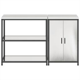 Berkfield Home Kitchen Storage Set with Shelf with Storage with Door Adjustable 2 pcs Sliver 150 x 50 x 92 cm in Silver - thumbnail 8