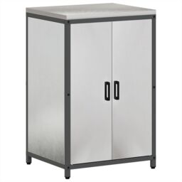 Berkfield Home Kitchen Storage Set with Shelf with Storage with Door Adjustable 2 pcs Sliver 150 x 50 x 92 cm in Silver - thumbnail 6