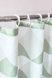 Neel Blue Geometric Design Bathroom Shower Curtain, Polyester Fabric Water Resistant in Green - Size: 180 cm width x 180 cm drop - thumbnail 5