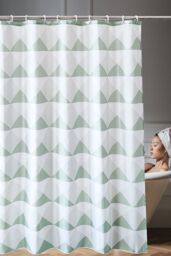 Neel Blue Geometric Design Bathroom Shower Curtain, Polyester Fabric Water Resistant in Green - Size: 180 cm width x 180 cm drop - thumbnail 6