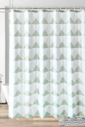 Neel Blue Geometric Design Bathroom Shower Curtain, Polyester Fabric Water Resistant in Green - Size: 180 cm width x 180 cm drop