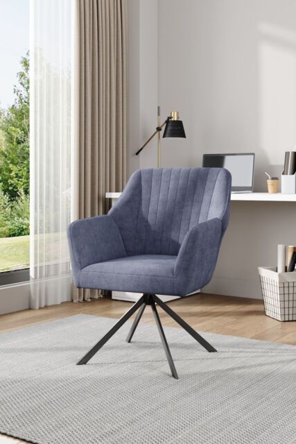 Living and Home Grey Upholstered Leisure Swivel Chair with Metal Legs - image 1