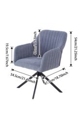 Living and Home Grey Upholstered Leisure Swivel Chair with Metal Legs - thumbnail 6