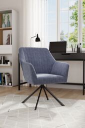 Living and Home Grey Upholstered Leisure Swivel Chair with Metal Legs - thumbnail 2