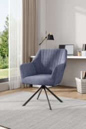 Living and Home Grey Upholstered Leisure Swivel Chair with Metal Legs - thumbnail 1