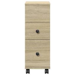 Berkfield Home Narrow Bathroom Cabinet with Wheels Sonoma Oak Engineered Wood in Light Oak - thumbnail 4