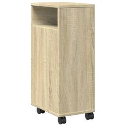 Berkfield Home Narrow Bathroom Cabinet with Wheels Sonoma Oak Engineered Wood in Light Oak - thumbnail 6