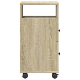 Berkfield Home Narrow Bathroom Cabinet with Wheels Sonoma Oak Engineered Wood in Light Oak - thumbnail 5