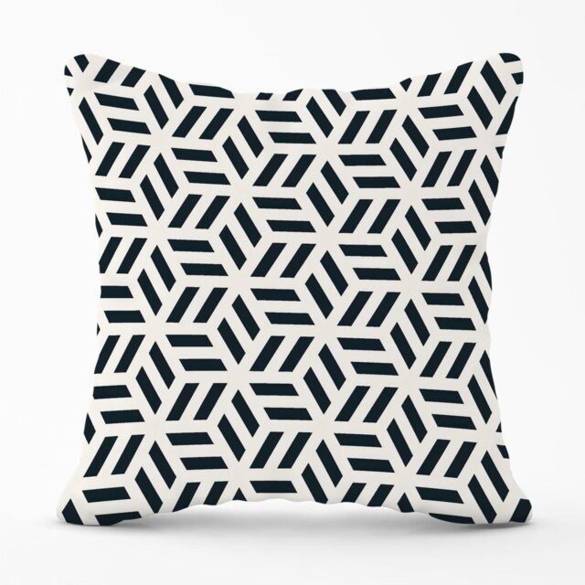 Warren Reed - Designer Geometric Monochrome Hexagonal Pattern Outdoor Cushion in Black - Size: 60 cm x 60 cm - image 1