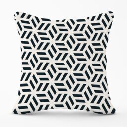 Warren Reed - Designer Geometric Monochrome Hexagonal Pattern Outdoor Cushion in Black - Size: 60 cm x 60 cm - thumbnail 1