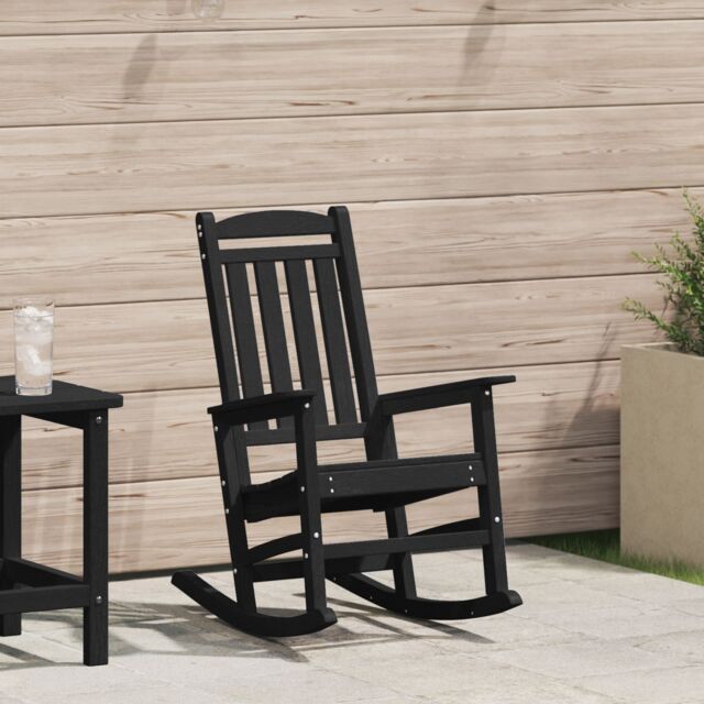Berkfield Home Garden Rocking Chair Black 70x92x108 cm HDPE - Size: 70 x 92 x 108 cm - image 1