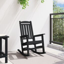 Berkfield Home Garden Rocking Chair Black 70x92x108 cm HDPE - Size: 70 x 92 x 108 cm - thumbnail 3