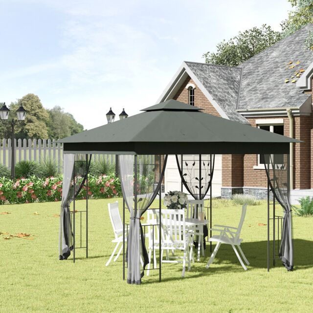 OUTSUNNY 3(m) x 3(m) Patio Garden Metal Gazebo Marquee Party Tent in Grey - image 1