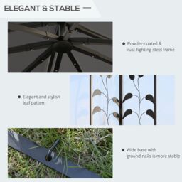 OUTSUNNY 3(m) x 3(m) Patio Garden Metal Gazebo Marquee Party Tent in Grey - thumbnail 5