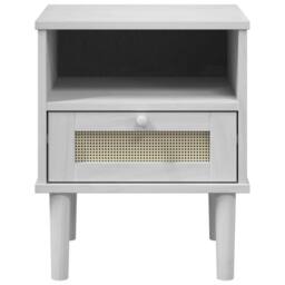 Berkfield Home Beautiful Bedside Cabinet SENJA Rattan Look White 40x35x48 cm Sol - Size: 40 x 35 x 48 cm - thumbnail 6