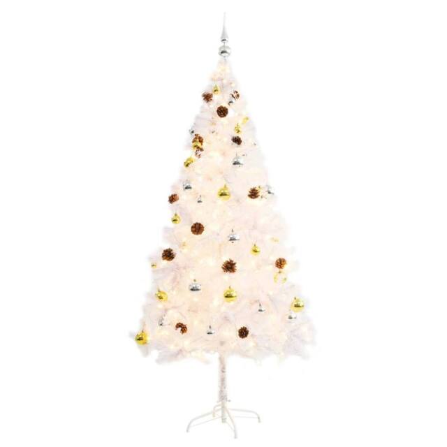 Berkfield Home Artificial Pre-lit Christmas Tree with Baubles White 180 cm - image 1