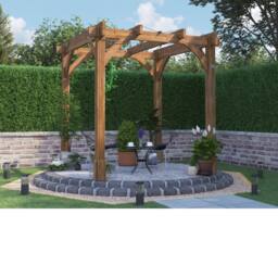 Dunster House Wooden Pergola Garden Plant Frame Furniture Kit Leviathan 2.5m x 2.5m in Brown - thumbnail 2