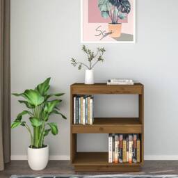 Berkfield Home Beautiful Book Cabinet Honey Brown 60x35x71 cm Solid Wood Pine - Size: 60 x 35 x 71 cm - thumbnail 1