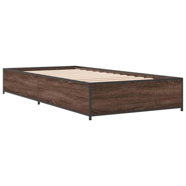Berkfield Home Durable Bed Frame without Mattress Brown Oak 75x190 cm Small Single - image 1