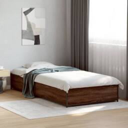 Berkfield Home Durable Bed Frame without Mattress Brown Oak 75x190 cm Small Single - thumbnail 2