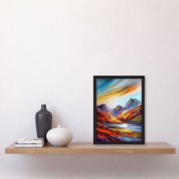 "Artery8 Cairngorms Heather Mountain Peak Hike Landscape Framed Art Print - Size: W12"" x H16""" - thumbnail 4
