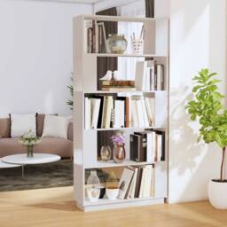 Berkfield Home Beautiful Book Cabinet/Room Divider White 80x25x163.5 cm Solid Wo - thumbnail 2