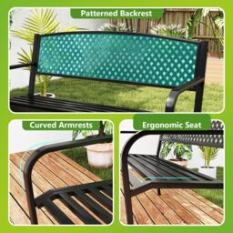 Costway Outdoor Metal Loveseat Chair 127CM Garden Bench in Black - thumbnail 8
