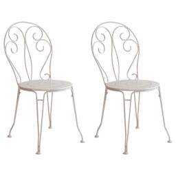Dibor Set of 2 Vintage White Indoor Outdoor Garden Furniture Bistro Chairs - thumbnail 1