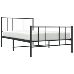 Berkfield Home Metal Bed Frame with Headboard & Footboard Black 75x190 cm Small Single - thumbnail 3