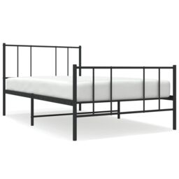 Berkfield Home Metal Bed Frame with Headboard & Footboard Black 75x190 cm Small Single - thumbnail 2
